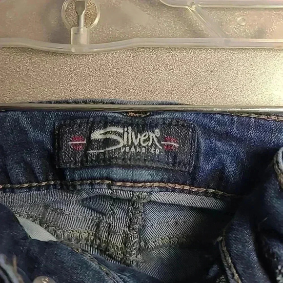 Silver Jeans Shorts Women 29 11 Blue Denim Bermuda Elyse Dark Wash Western Low - Picture 7 of 8